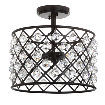 Gabrielle 14.5" Crystal/Metal LED Semi Flush Mount - JONATHAN Y